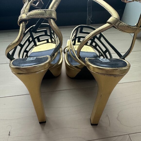 Versace Gold Platform Heels - Picture 2 of 11